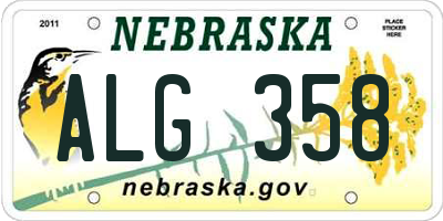 NE license plate ALG358