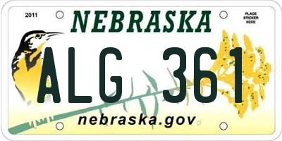 NE license plate ALG361