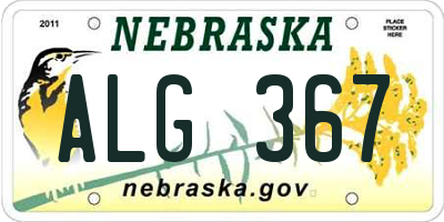 NE license plate ALG367