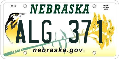 NE license plate ALG371