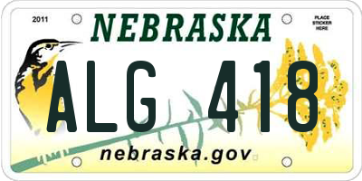 NE license plate ALG418