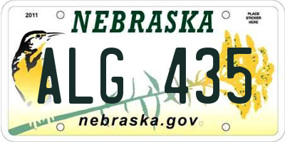 NE license plate ALG435