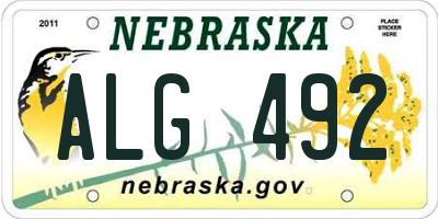 NE license plate ALG492