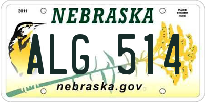 NE license plate ALG514
