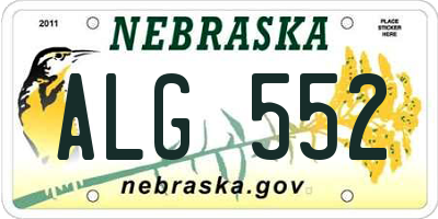 NE license plate ALG552