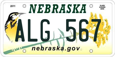 NE license plate ALG567