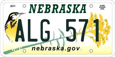 NE license plate ALG571