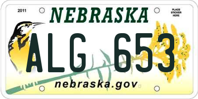 NE license plate ALG653