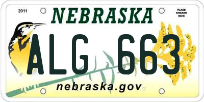 NE license plate ALG663