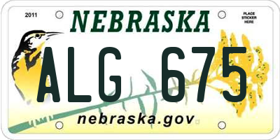 NE license plate ALG675