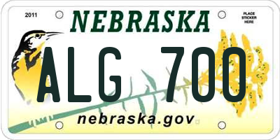NE license plate ALG700