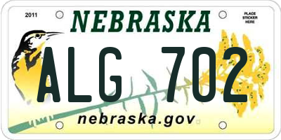 NE license plate ALG702