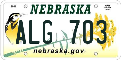 NE license plate ALG703