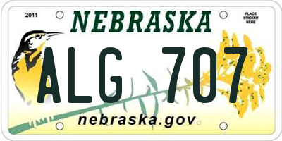NE license plate ALG707