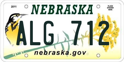 NE license plate ALG712
