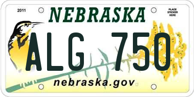 NE license plate ALG750