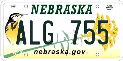 NE license plate ALG755
