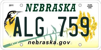 NE license plate ALG759