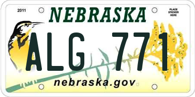 NE license plate ALG771