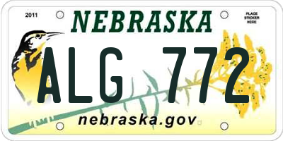 NE license plate ALG772