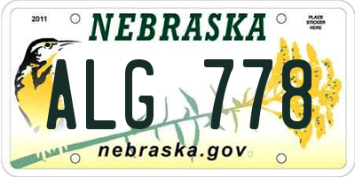 NE license plate ALG778