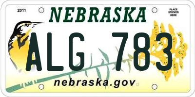 NE license plate ALG783