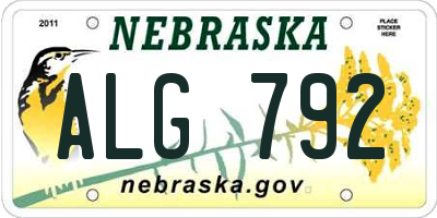 NE license plate ALG792