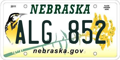 NE license plate ALG852