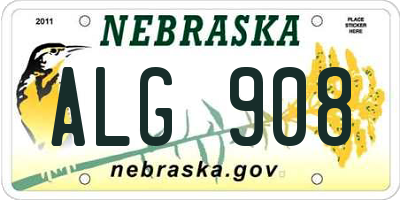 NE license plate ALG908
