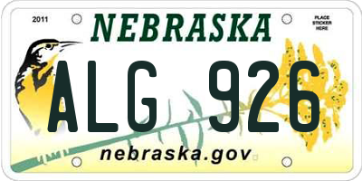 NE license plate ALG926