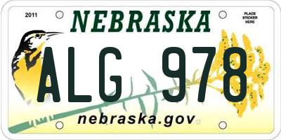 NE license plate ALG978