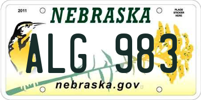 NE license plate ALG983