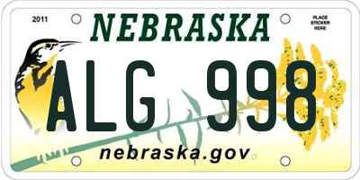 NE license plate ALG998