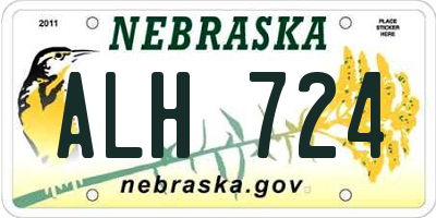NE license plate ALH724
