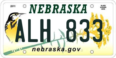 NE license plate ALH833