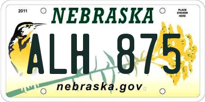NE license plate ALH875