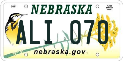 NE license plate ALI070