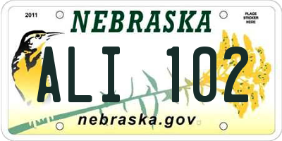 NE license plate ALI102