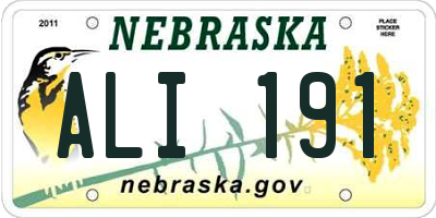 NE license plate ALI191