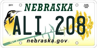NE license plate ALI208
