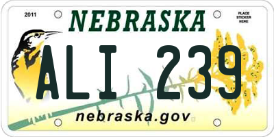 NE license plate ALI239