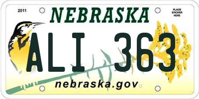 NE license plate ALI363