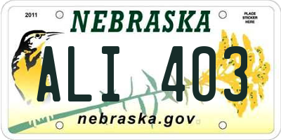NE license plate ALI403
