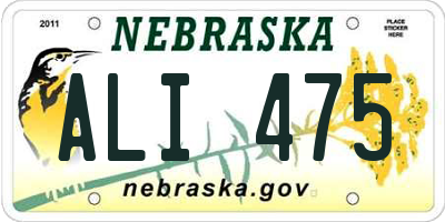 NE license plate ALI475