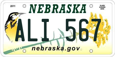 NE license plate ALI567