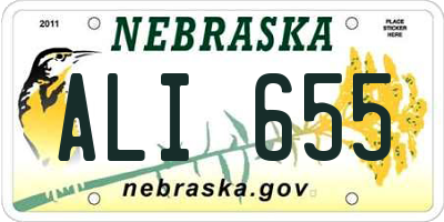 NE license plate ALI655