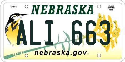 NE license plate ALI663