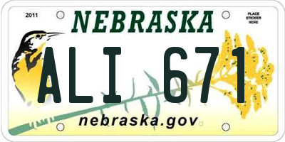 NE license plate ALI671