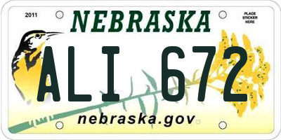 NE license plate ALI672