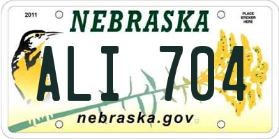 NE license plate ALI704